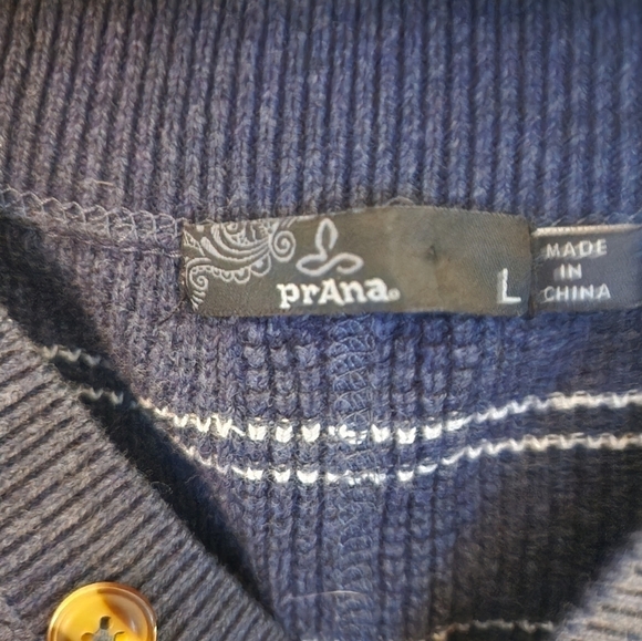 Prana organic cotton wool blend milani sweater dress size large navy stripe - Picture 10 of 13